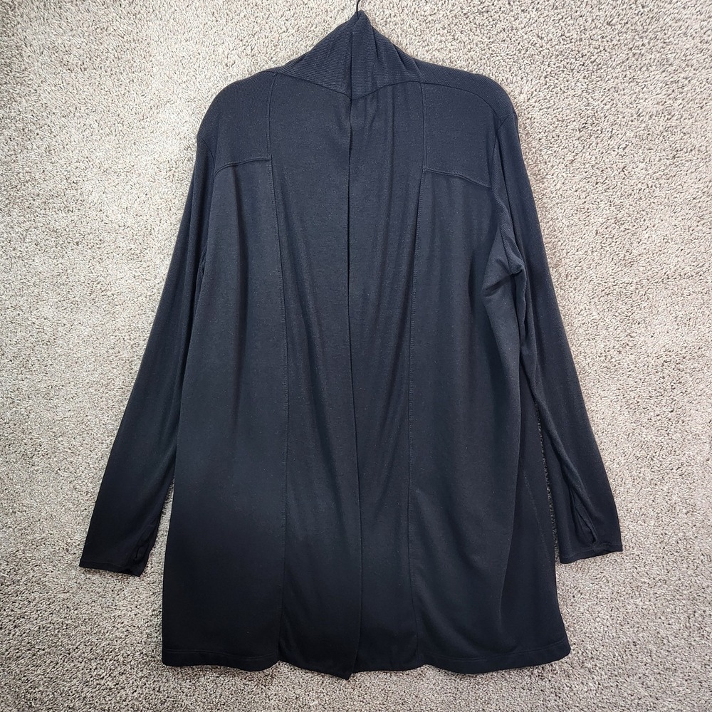 Active Life Cardigan Women's Large Black Textured Knit Stretch Thumbhole Sleeve